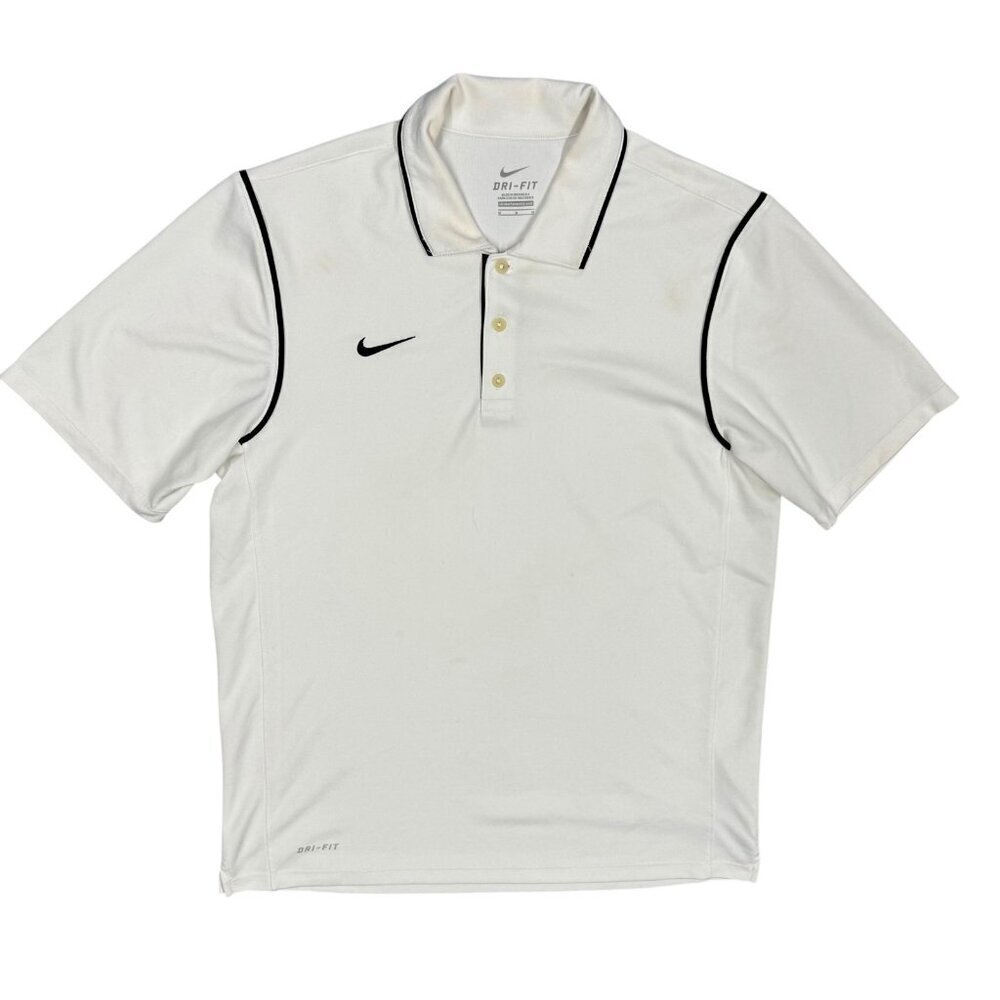 Nike Dri Fit Short Sleeve Polo Golf Shirt Stretch White Medium